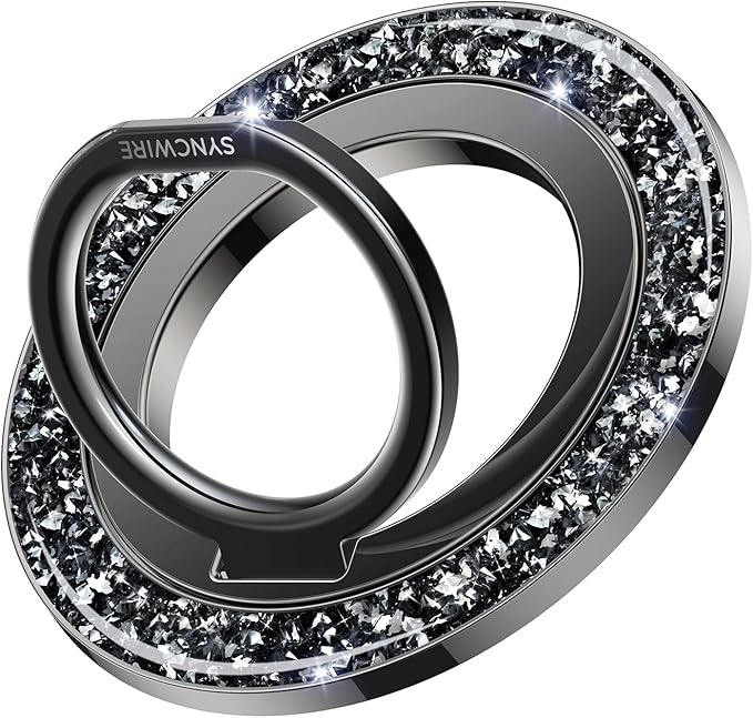 SYNCWIRE Magnetic Phone Ring Holder for MagSafe - Glitter Phone Grip Stand with 360° Rotation Finger Ring Kickstand Blingbling Compatible with iPhone 17 16 15 14 13 12 Pro Max MagSafe Accessories