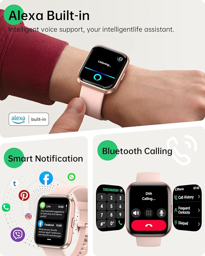 Smart Watches for Women, 1.83" Aleax Bulit-in Smart Watch for Android Phones & iPhones with Calls/Messages/Reminders, 120 Sport Modes Fitness Tracker Watch for Women with Heart Rate/Sleep/SpO2 Monitor