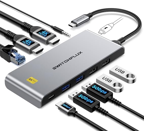 USB C Docking Station Dual Monitor, 10-in-1 USBC Hub with 2 HDMI - Image 7