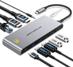 USB C Docking Station Dual Monitor, 10-in-1 USBC Hub with 2 HDMI - Image 1