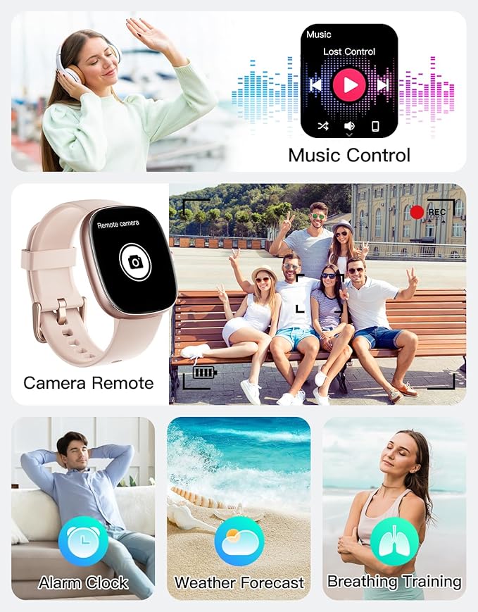 Fitness Trackers for Women with Bluetooth Call 24/7 Heart Rate & Blood Oxygen Monitor Sleep Tracker, Steps Counter Stopwatch/Timer/Alarm Clock, Waterproof Pedometer Watch for Walking Running Pink