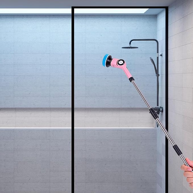 AUNMAS Electric Scrub Brush, Cordless Cleaning Tool with Powerful Motor and Rotating Head, Adjustable Angles Long Battery Life for Kitchen and Bathroom Cleaning