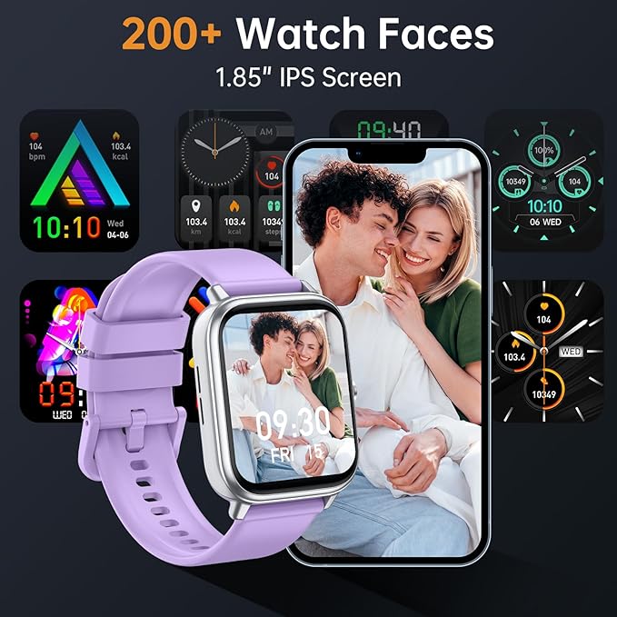 Smart Watch for Men Women, Fitness Tracker (Answer/Make Call), 1000 mAh Battery, 120+ Sport Modes, Step Counter/Sleep Monitor Fitness Watch, Smartwatch for Android/iPhone (Purple)