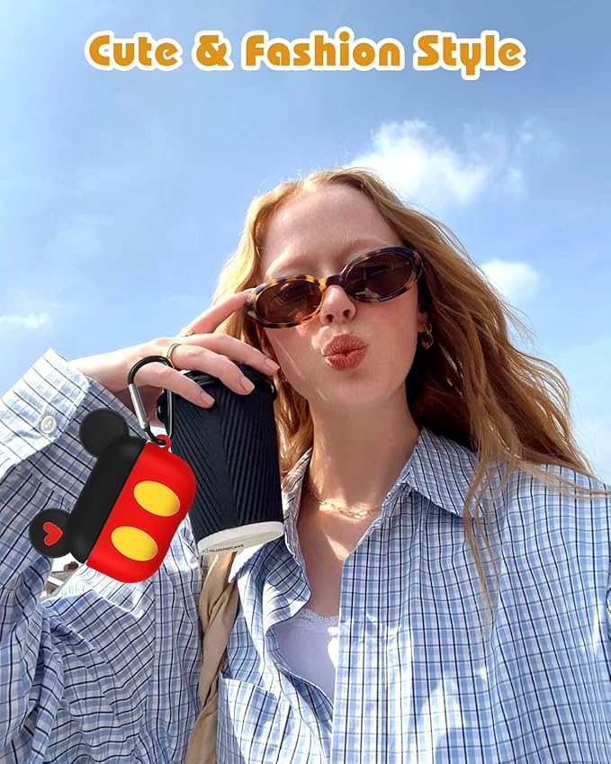 Boaretiu for AirPods Pro/Pro 2nd Generation Case - Cute Kawaii Red Heart with Keychain for AirPods Pro & Pro 2 Case Cover Funny 3D Soft Silicone Fun Cool for Girls Women Teens Boys