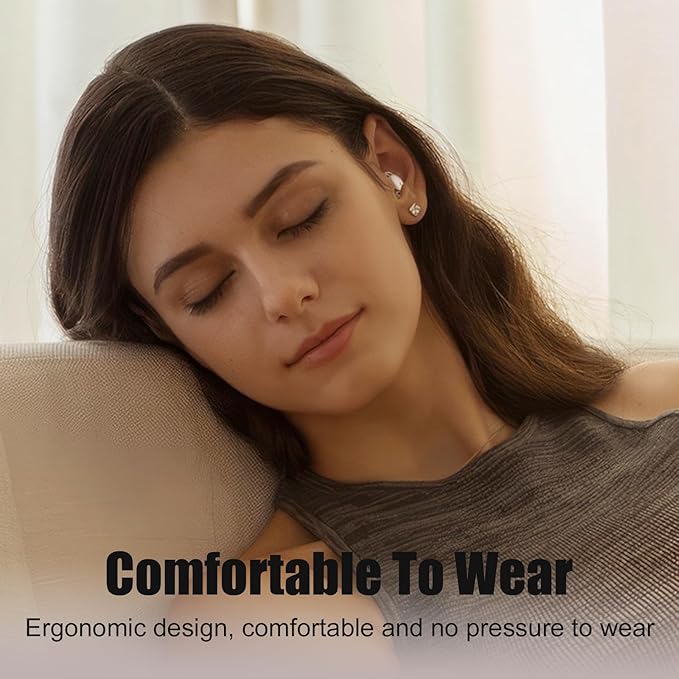 Sleep Earbuds, Invisible Sleeping Headphones Wireless Bluetooth 5.3 Headphones for Side Sleepers - 35dB Noise Blocking Earplugs with 6H Playtime and Comfortable Fit for Sleeping, Sport Milk