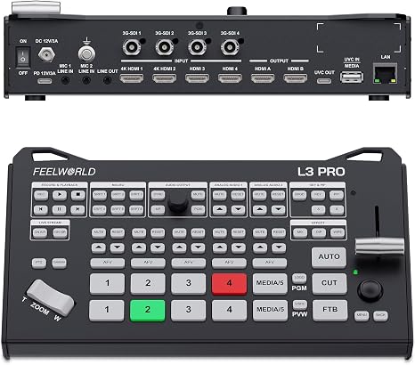 FEELWORLD L3 PRO 4 HDMI 4 SDI 1 UVC 5CH Multi Camera Video Switcher Mixer