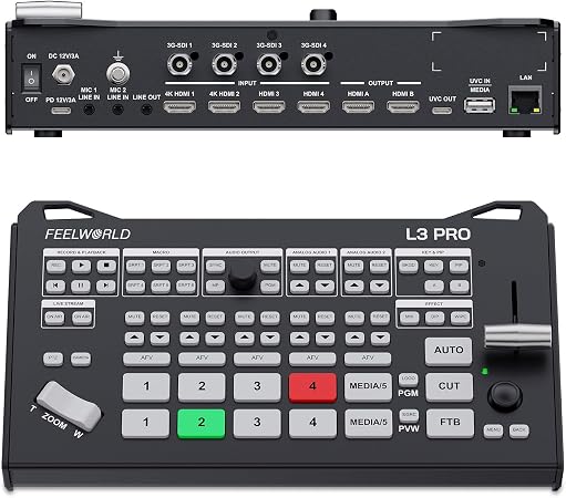 FEELWORLD L3 PRO 4 HDMI 4 SDI 1 UVC 5CH Multi Camera Video Switcher Mixer