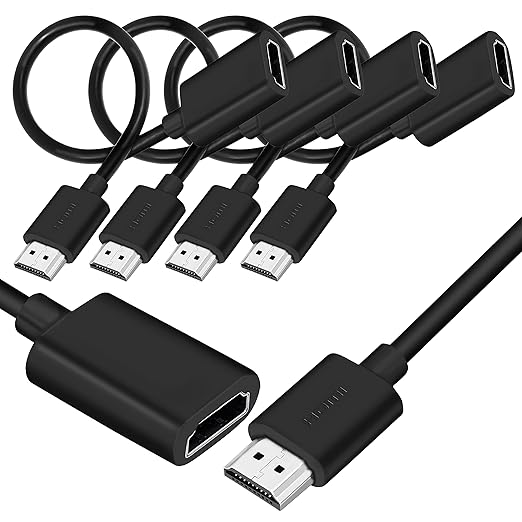 SaiTech IT 4 Pack 19 Pin Male to Female HDMI Extension Cable Support 4K 1080P HDMI Extender Adapter Compatible for TV Stick DVD HDTV LCD HD TV – (1FT, Black)