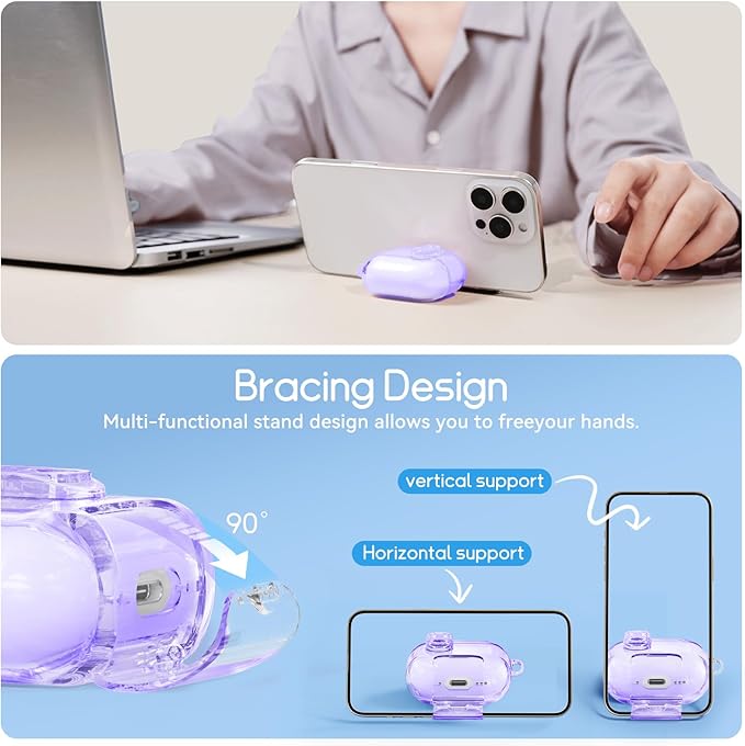 Clear Case for AirPods Pro 3 Case Cover with Safety Lock,Soft TPU Cover with Phone Stand & Cleaning Kit,Cute Bling Keychain for Women Girls-Clear Purple