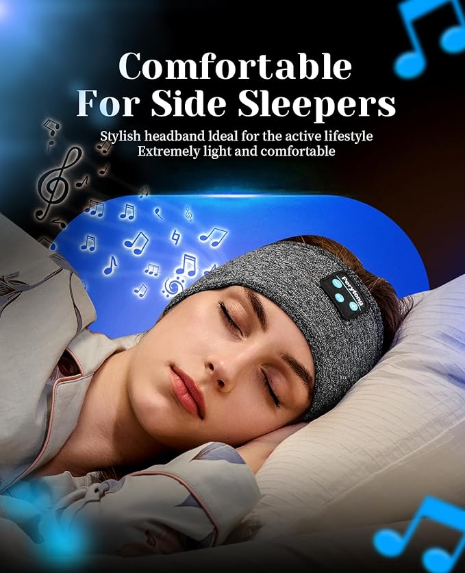 Perytong 2 Pack Sleep Headphones Bluetooth 5.4 Headband, Sleeping Headband Headphones for Side Sleepers, Sweat Resistant Headband Earphones with Built-in Stereo Speakers for Sport Travel Yoga Jogging
