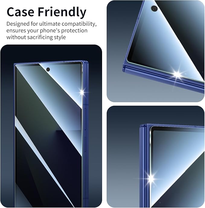 Privacy Screen & Camera Lens Protector for Samsung Galaxy Z Fold7, Double Shatterproof Anti-Spy Tempered Glass, Private Black Protection, 9H Hardness Anti-Scratch Case-Friendly, 3 Pack Each