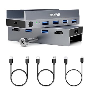 BENFEI USB 3.0 HDMI KVM Switch(8K@60Hz) with 4 USB 3.0 Ports for 2 Computers Sharging Monitor Keyboard Mouse - Image 2