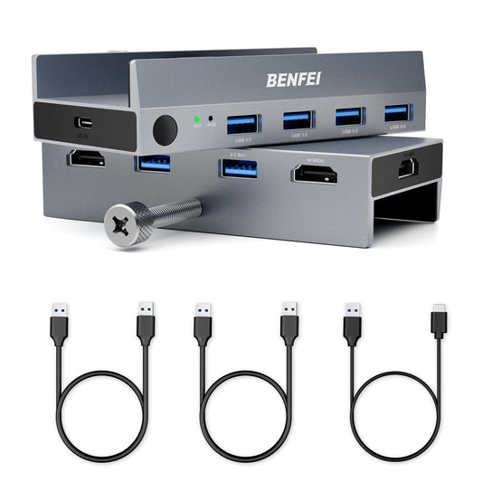 BENFEI USB 3.0 HDMI KVM Switch(8K@60Hz) with 4 USB 3.0 Ports for 2 Computers