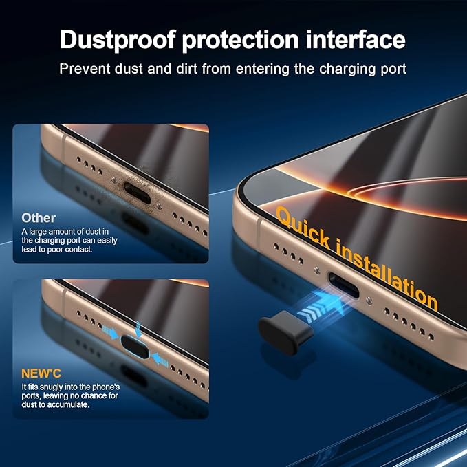 NEW'C 3x for iPhone 16 Pro Max Screen Protector (6.9 inches)+ 3x Camera Lens Protector, Sensor Protection, Case Friendly Tempered Glass Film + Dust Plug- Easy installation tool include