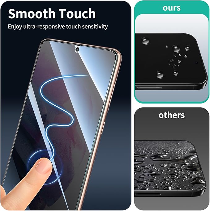 Privacy Screen Protector & Camera Lens Protector for Samsung Galaxy S21+ / S21 Plus, Anti-Spy Tempered Glass, Dark Private Black Protection, 9H Hardness Anti-Scratch Case-Friendly, 3-Pack Each