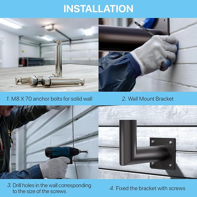 HYPERLITE Wall Mount Bracket: 90 Degree for Parking Lot Light - L Shape Bracket for 2 3/8 inch Slip Fit Lights, Lighting Mounting Bracket Extension Pole for LED Shoebox Area Lights Street Pole Light