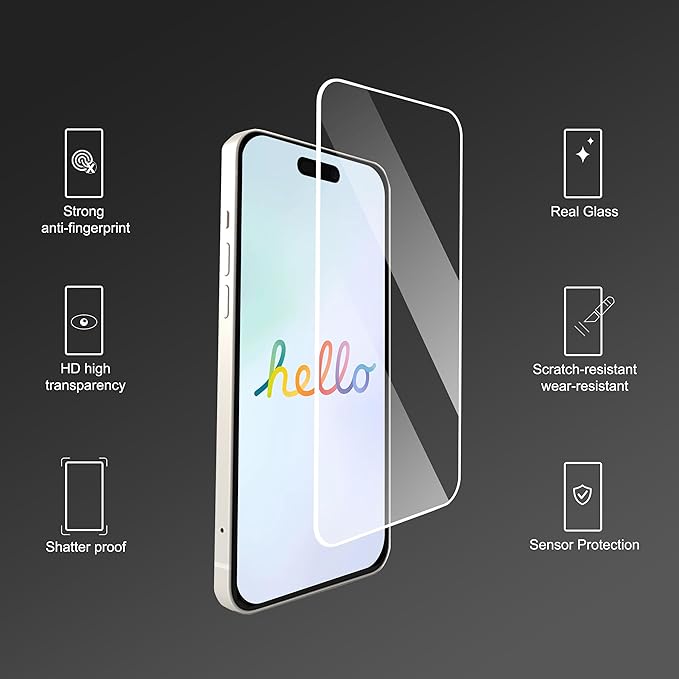 Ailun 3 Pack Screen Protector for iPhone 16 Plus [6.7 inch] + 3 Pack Camera Lens Protector with Installation Frame,Case Friendly Tempered Glass Film,[9H Hardness][Not for iPhone 16e/16/16 Pro/Pro Max]
