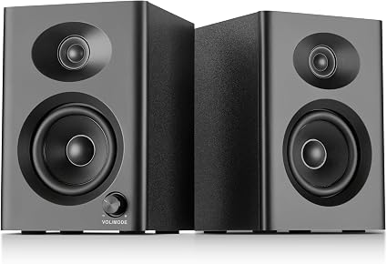 Powered Computer Speakers for Desktop PC and Music, Black Pair