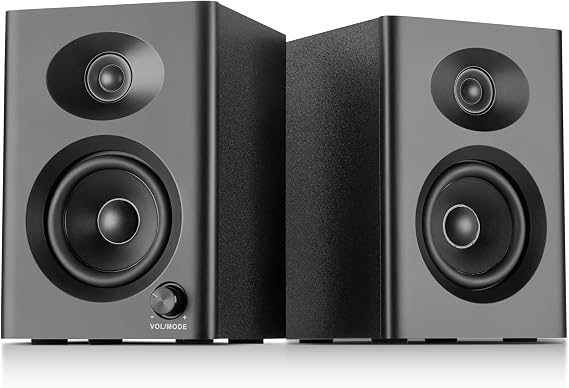 Powered Computer Speakers for Desktop PC and Music, Black Pair
