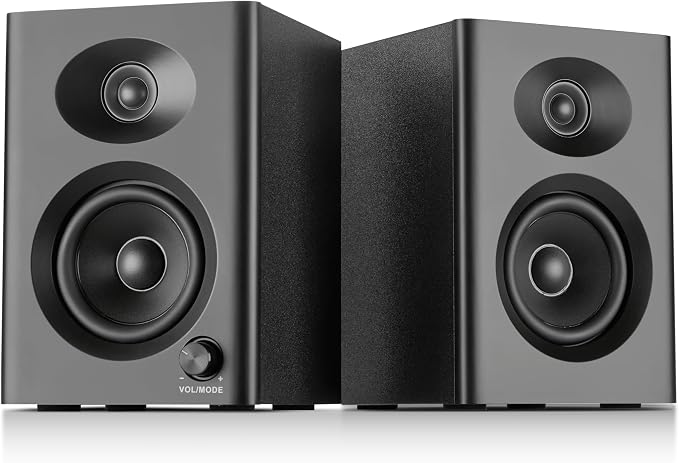 Powered Computer Speakers for Desktop PC and Music, Black Pair