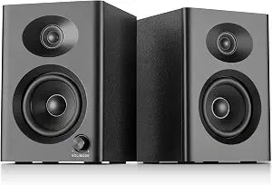 Powered Computer Speakers for Desktop PC and Music, Black Pair