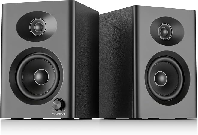 Powered Computer Speakers for Desktop PC and Music, Black Pair