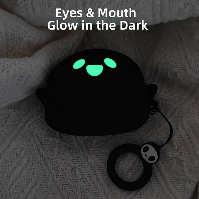 for AirPods Pro 3 Case Cover 2025 with Cleaner kit, [Eye can Glow in The Dark], Anime Ghost Cute Case for AirPods Pro 3rd Generation, Soft Silicone Protective Air Pods Pro 3 Case for Women Men - Black