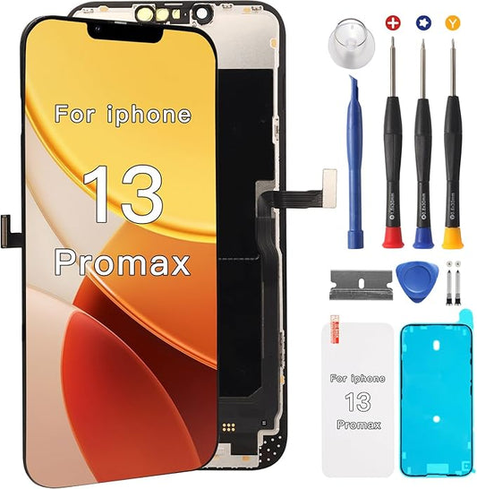 for iPhone 13 Pro Max Screen Replacement Kit Full Assembly 6.7 inch,3D Touch LCD Display for A2643、A2484、A2641、A2644、A2645 Digitizer Screen and Repair Tools Kit