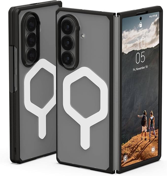 URBAN ARMOR GEAR UAG Designed for Samsung Galaxy Z Fold 7 Movue Case Bundle with Mag2 Magnetic Ring Stand, Ice