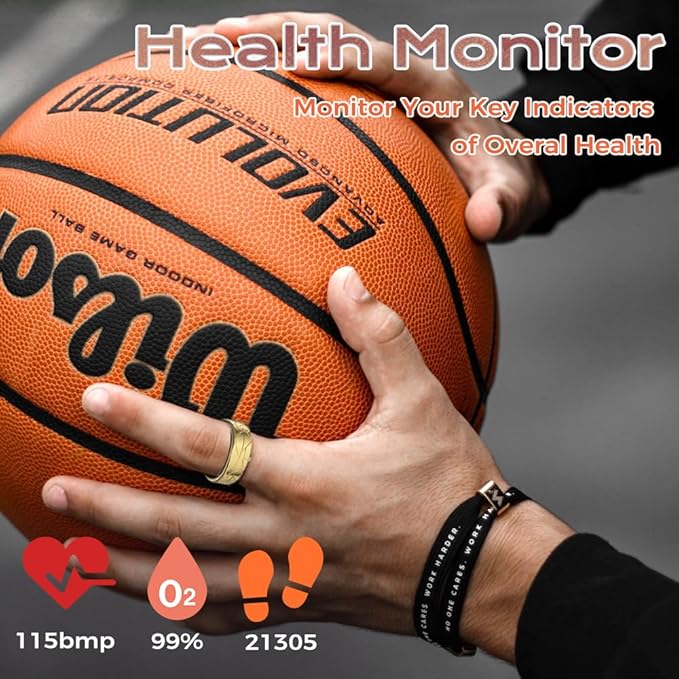 Smart Ring Fitness Tracker Sleep Tracking Heart Rate Monitor Pedometer, Waterproof Activity Tracker Fitness Ring Steps Counter, Gesture Controls for Short Video, 8 Days Last, Silver, #12