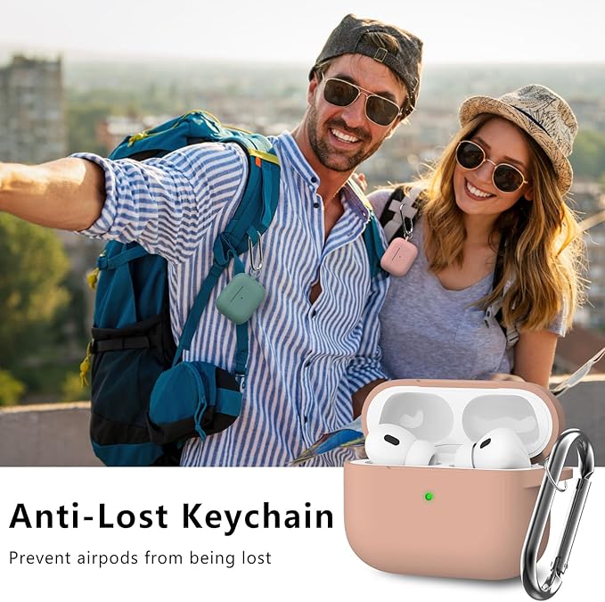 Ljusmicker for AirPods Pro Case Cover with Cleaner Kit,Soft Silicone Protective Cases for Apple AirPod Pro 2nd/1st Generation for Women Men,AirPods Pro 2 Case Accessories with Keychain-Light Brown