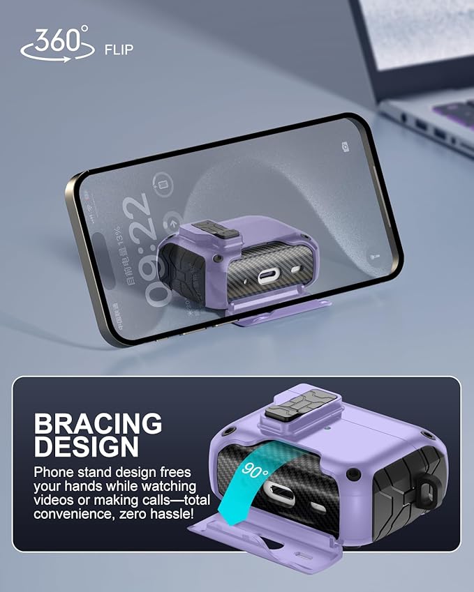 Lerobo for AirPods Pro 2 Case Cover, Compatible with Magsafe, Magnetic Automatic Lock, Phone Stand & Cleaner Kit, Powerful Drop Protection, Compatible with AirPod Pro Case 1st/2nd (2023 2022 2019)
