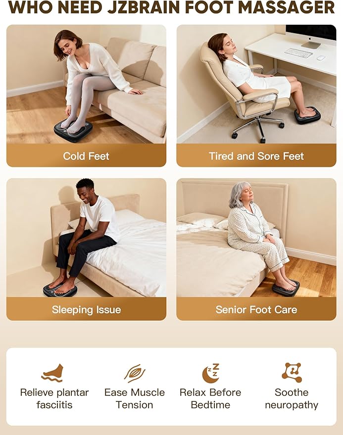 Shiatsu Foot Massager with Heat & Vibration ：Deep Kneading Foot Massager for Plantar Fasciitis, Neuropathy, Circulation, Electric Feet Massager Machine for Women Men, Relax for Home Office Use