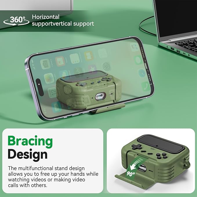 Inesore for Airpods Pro 3 Case Cover with Cleaner Kit,with Lock for Airpod Pro 3 (2025),Classic Cool Funny Game Console Hard Air Pods Pro 3 Case for Men Boy(Military Green)