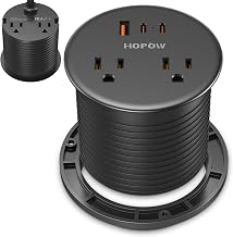 Desk Grommet, Dual-Sided Recessed Power Strip, 4 Outlets 3 USB (2 USB-C) - Image 1