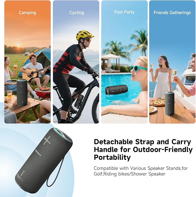Portable Bluetooth Speaker, 30W 360° Surround Sound IPX7 Waterproof Wireless Golf Speakers,Outdoor Loud TWS Speaker for Beach,Party,Camping,Birthday Valentines Gifts
