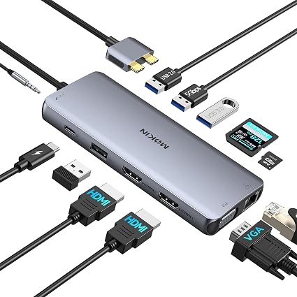 MOKiN MacBook Pro Docking Station for Dual Monitor, 12 in 2 HDMI Adapter - Image 4