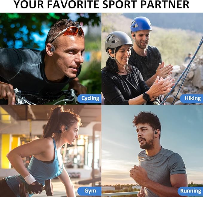 Bone Conduction Headphones - Open-Ear Headphones with MIC, Bluetooth 5.4, 20Hr Long Battery Life, IPX5 Waterproof for Sports Workouts Cycling Running Gym Hiking,Black