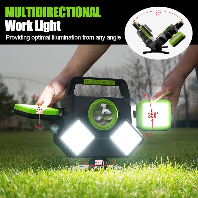 SYLSTAR 55W Rechargeable Work Light, 5000LM Magnetic Work Light, Foldable&360° Rotatable Led Work Light with 6 Light Modes, Portable Work Lights for Mechanic Jobsite Workshop Car Repairing