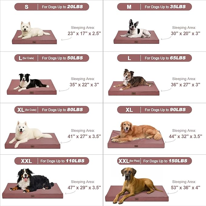 Outdoor Orthopedic Dog Bed for Extra Large Dogs, XL Waterproof Flat Pet Bed 44x32 Inch, Egg Crate Foam with Removable Washable Oxford Cooling Cover, Pink