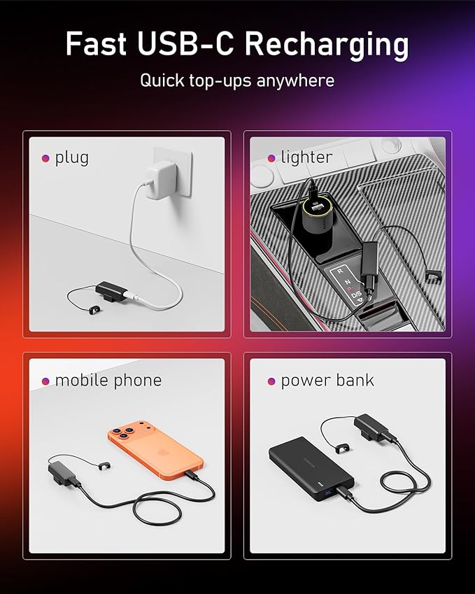 Wearable Battery Pack Charger Compatible with Ray-Ban/Oakley Meta Smart Glasses Gen 1 & Gen 2, Ultra-Light Mini Power Bank Accessories for Wayfarer Headliner Skyler HSTN