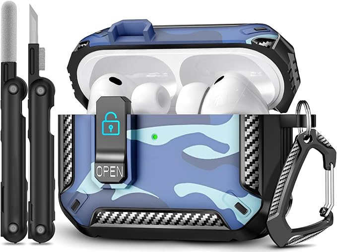 for AirPods Pro 3 Case (2025 New), Secure Lock Cases Cover with Cleaning Kit & Keychain Compatible with Airpods Pro 3rd Generation Case for Men Women, Powerful Drop Protection