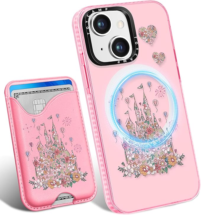 Toycamp for iPhone 14 Plus Case - Compatible with Magsafe Credit Card Holder Wallet Magnetic Cute Women Teen Girls Kawaii Girly Unique Castle Design Phone Cover for iPhone 14 Plus