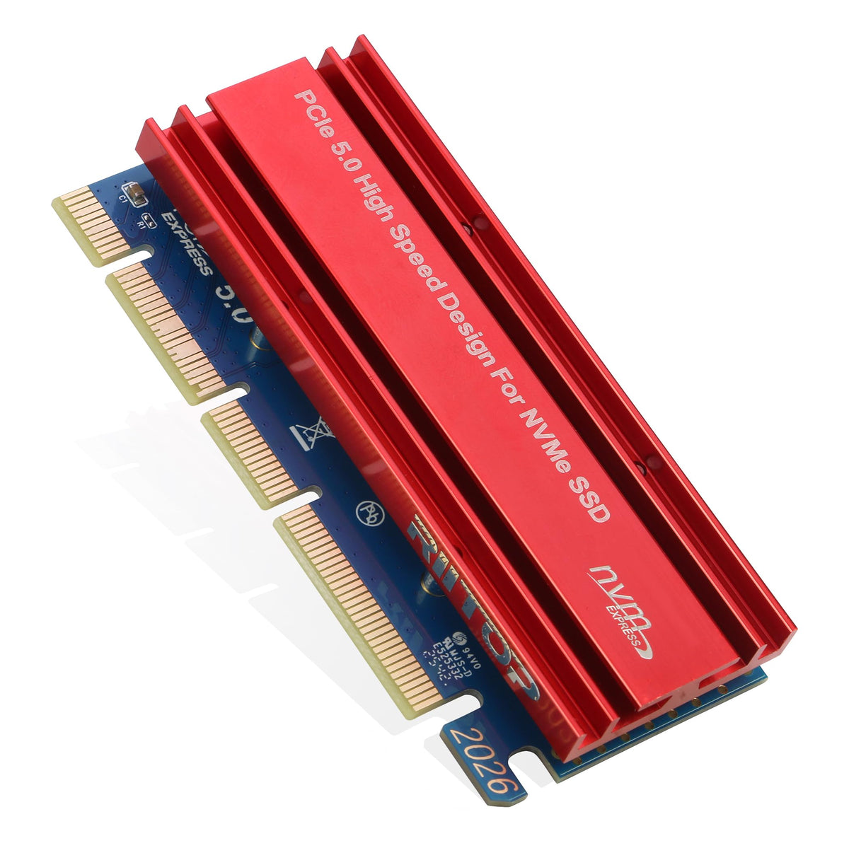 NVMe PCIe Adapter, RIITOP M.2 NVMe to PCI-e 5.0 x4/x8/x16 Card with Heat Sink for M.2 (M Key) SSD 2280/2260/2242/2230 [Upgraded]