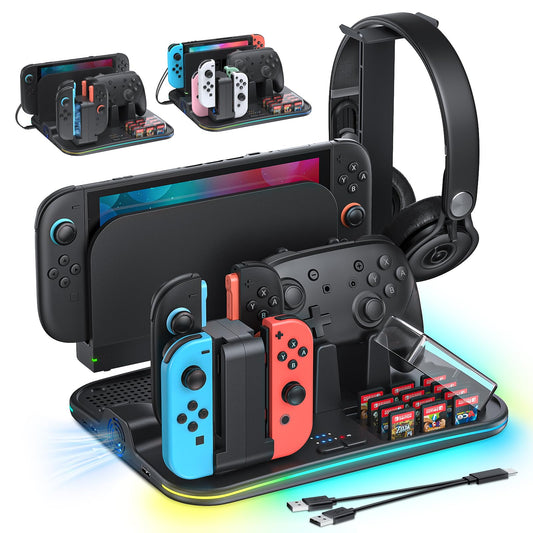 FASTSNAIL Charging Dock & Orgainzer Station & Fan for Nintendo Switch 2/1
