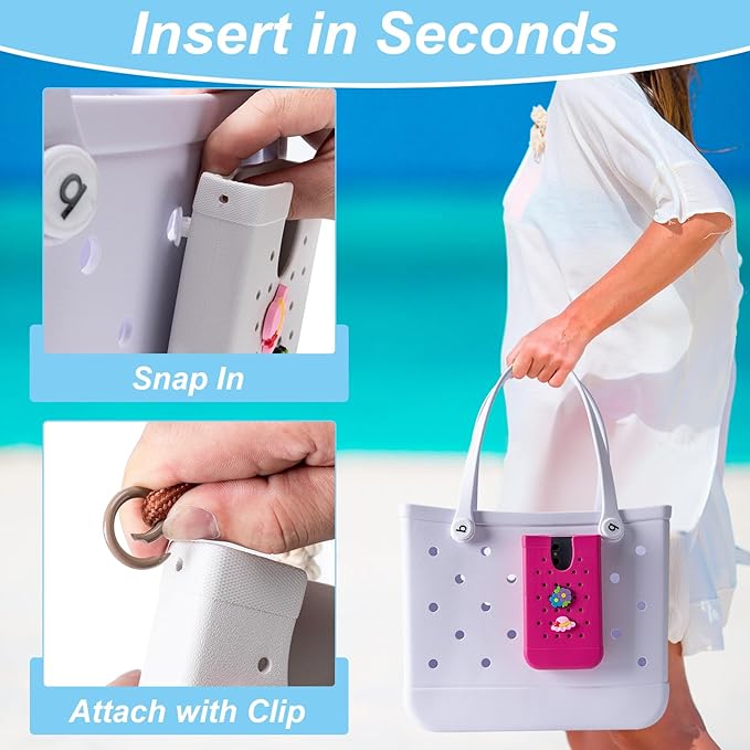 Phone Holder for Bogg Bags, Cell Phone Case Holder Compatible with All Bogg Bags, Phone Holder Accessories for Beach Tote Bags (Hot Pink)