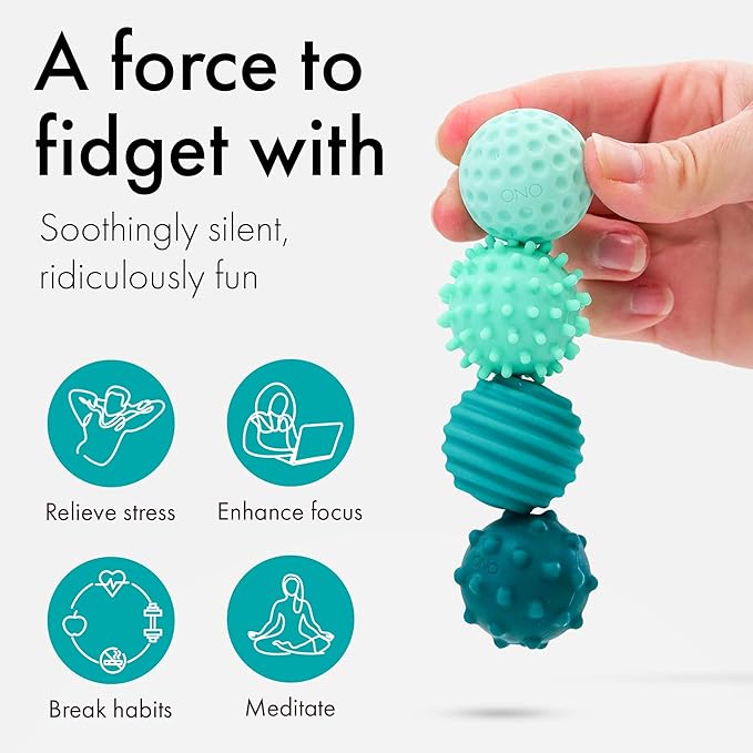 ONO Signets – Silicone Magnetic Balls with Textured Dimples, Bumps, and Waves | Fun to Play with Fidget Toy for Adults | Help Relieve Stress, Anxiety, Tension (Turquoise, Set of 8)