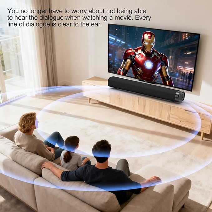 Sound Bar, Surround Sound System for TV –Sound Bar for TV, 120W Sound Bar for Smart TV, 3D Home Theater Audio with HD ARC/Bluetooth/Optical, Perfect for Movies, Music,Parties