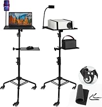Projector Stand Tripod - 28.7 -54.3 Inch Adjustable Laptop Tripod Stand with Wheels - Dual Tray Portable Laptop Stand with Phone Holder for Office, Home, Stage, DJ Equipment & Outdoor Movies - Image 1