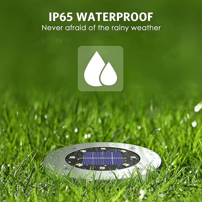Solar Outdoor Lights 12 Packs, Waterproof Solar Pathway Lights Bright In-Ground Lights Lighting Decor for Garden, Lawn, Patio, Yard, Driveway, Step and Walkway Warm Light
